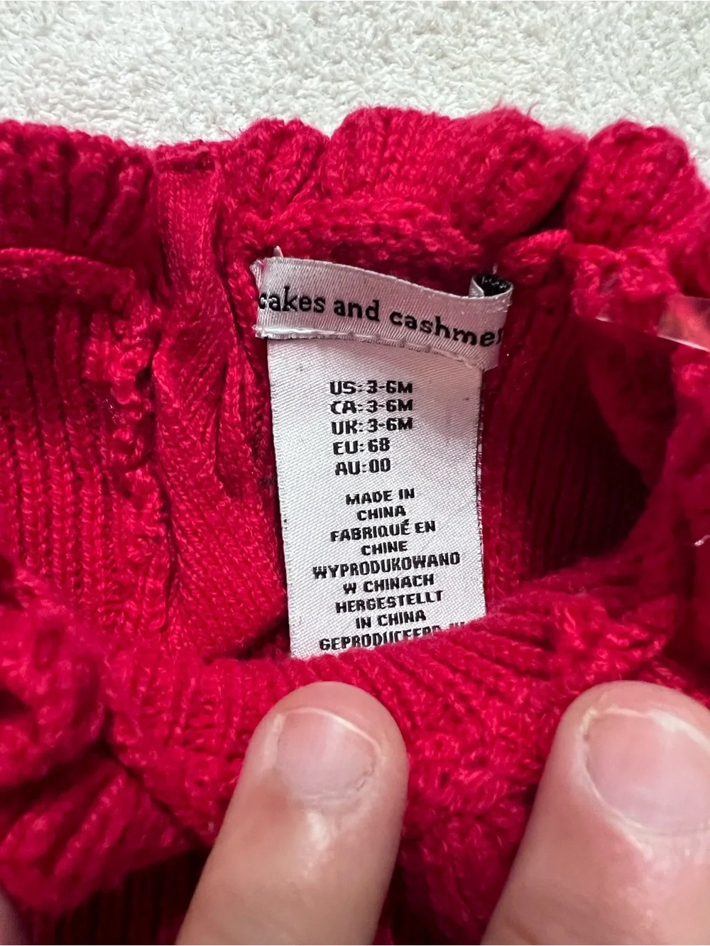 Cupcakes & Cashmere Baby 3-6M Red Fair Isle Sweater Romper Snowflake